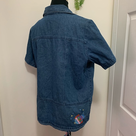 Anthropologie Quaker Factory Denim Jeans Button Down Shirt size Medium - Picture 3 of 8